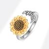 925 Sterling Silver Jewelry Spinning Daisy Flower Open Finger Rings for Women Wedding Party Jewelry For Girls Friend Gift