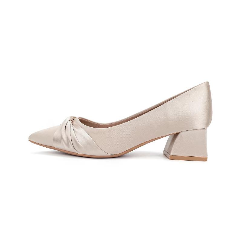 

Block Heel Not Tired Feet Gentle Fairy Style High Heels Women s Satin Comfortable Soft Sole French Pointed Toe Single Shoes 34