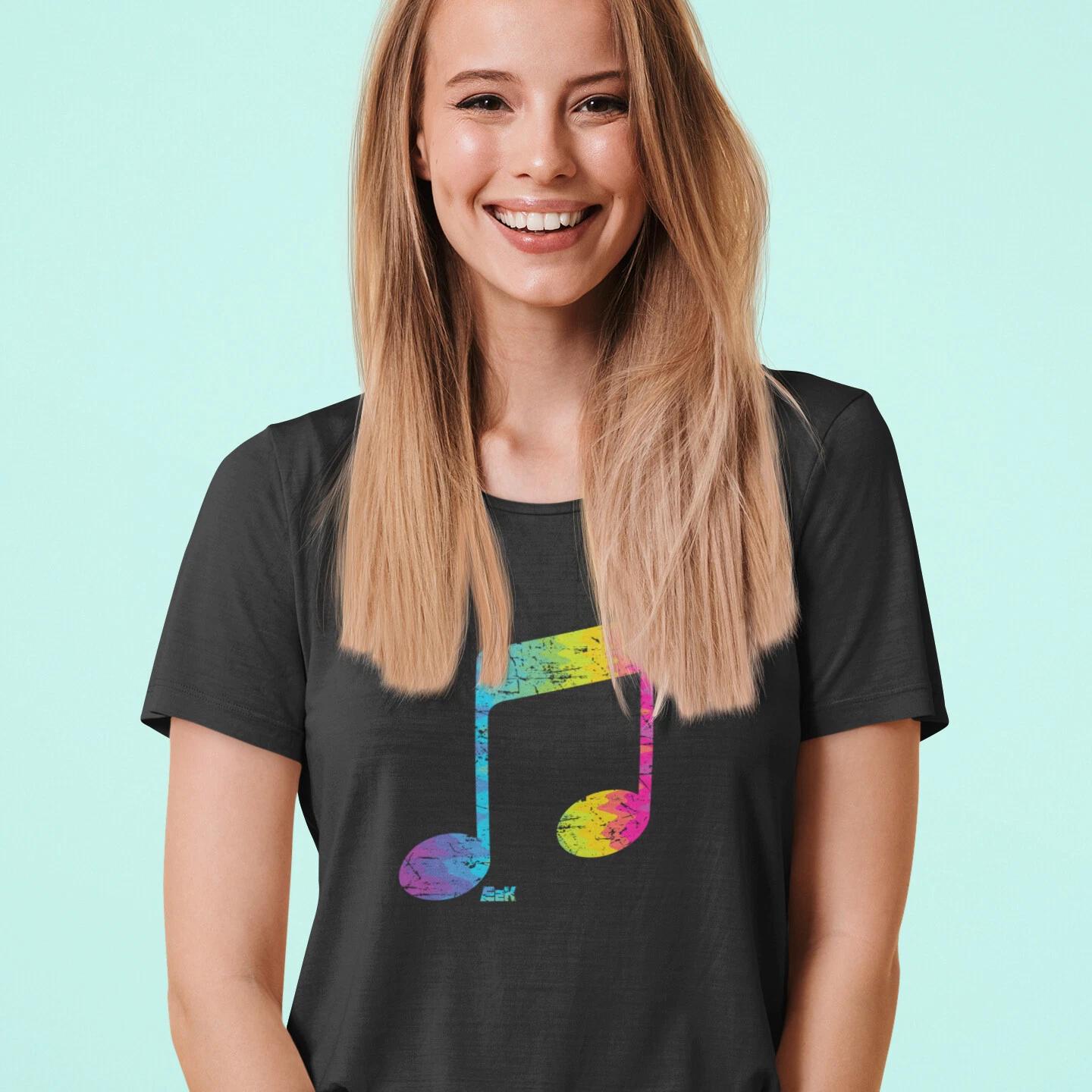 

E2K Rainbow musical note Unisex T-Shirt music musician instruments rock pop art 4XL