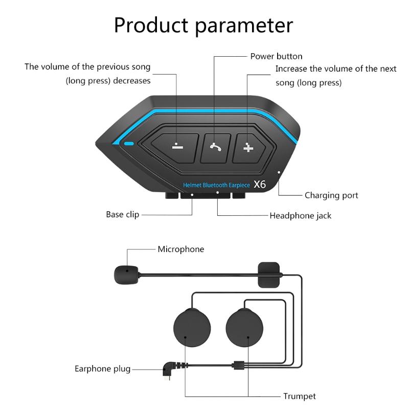 5.0 Wireless Motorcycle Headset with Microphone 1set Motorcycle Helmet Headset Automatic Pairing with Microphone Stero