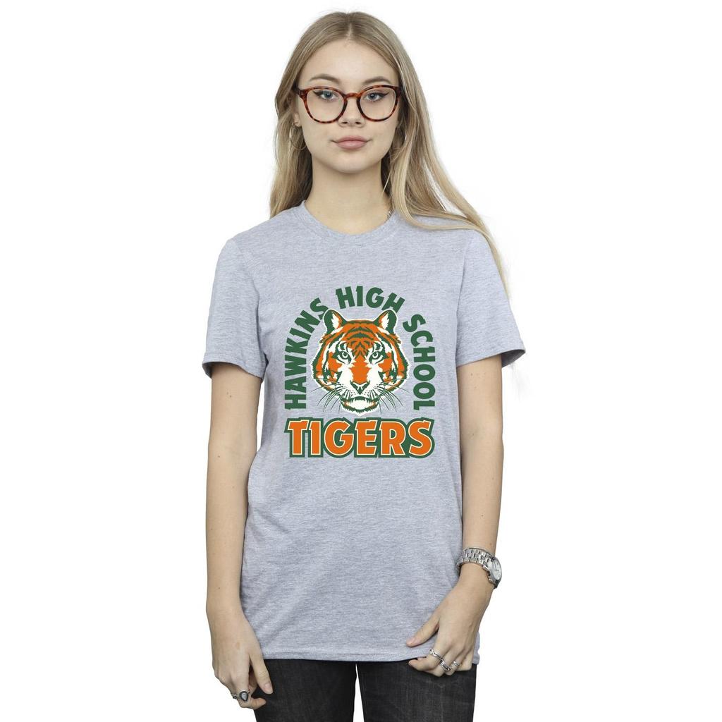 Netflix Womens/Ladies Stranger Things Hawkins Arch Tiger Cotton Boyfriend T-Shirt