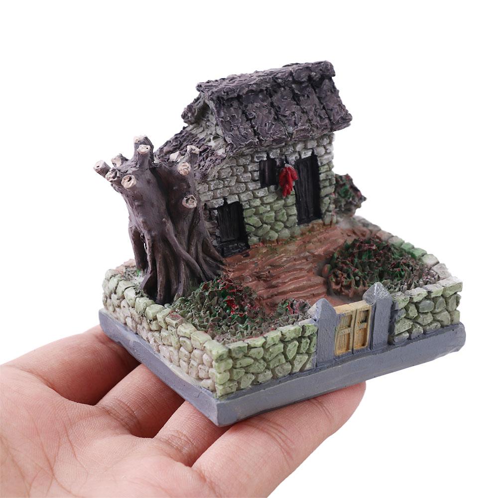 Cute Mini Resin DIY Crafts House Model Scene Statue Bonsai Decor Figurines