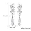 ZAKOL White Zircon Leaf Dangle Earrings for Women Shinny Water Drop Crystal Flower Pendant Earring Bridal Wedding Zircon