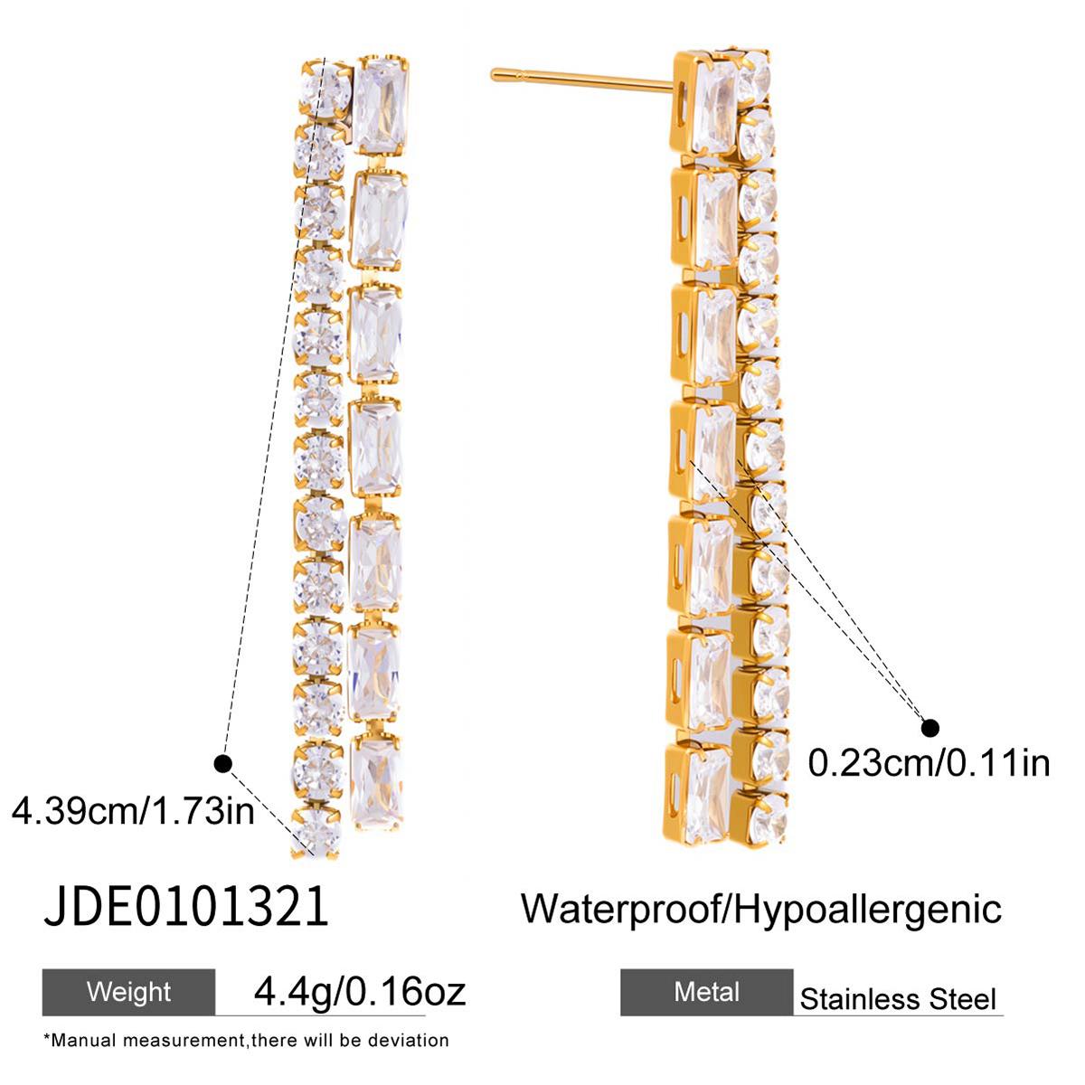 Youthway Geometric Zircon Chain Tassel Earrings For Women Minimalist 18K Gold Plated Stainless Steel Earrings Fashion Jewelry