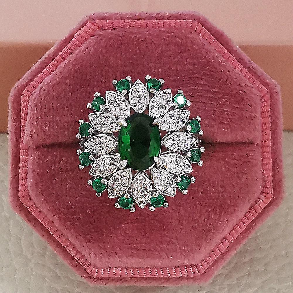 European and American Light Luxury Sapphire Open Ring for Women