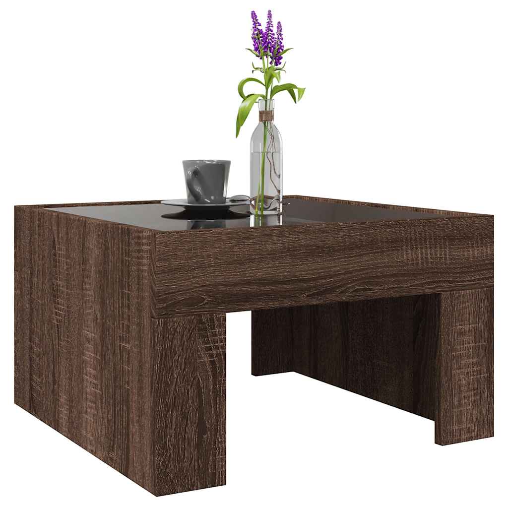 Infinity LED Coffee Table in Brown Oak Effect 50x50x30 cm