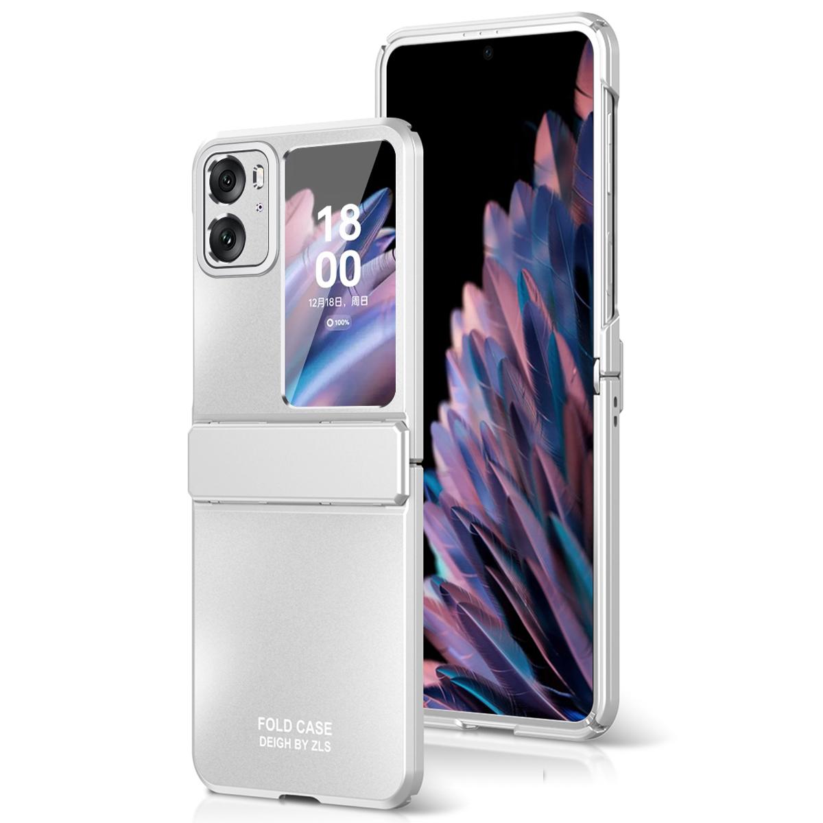 

For Oppo Find N2 Flip 5G PC Phone Case Matte Electroplating Anti-scratch Cell Phone Cover Silver