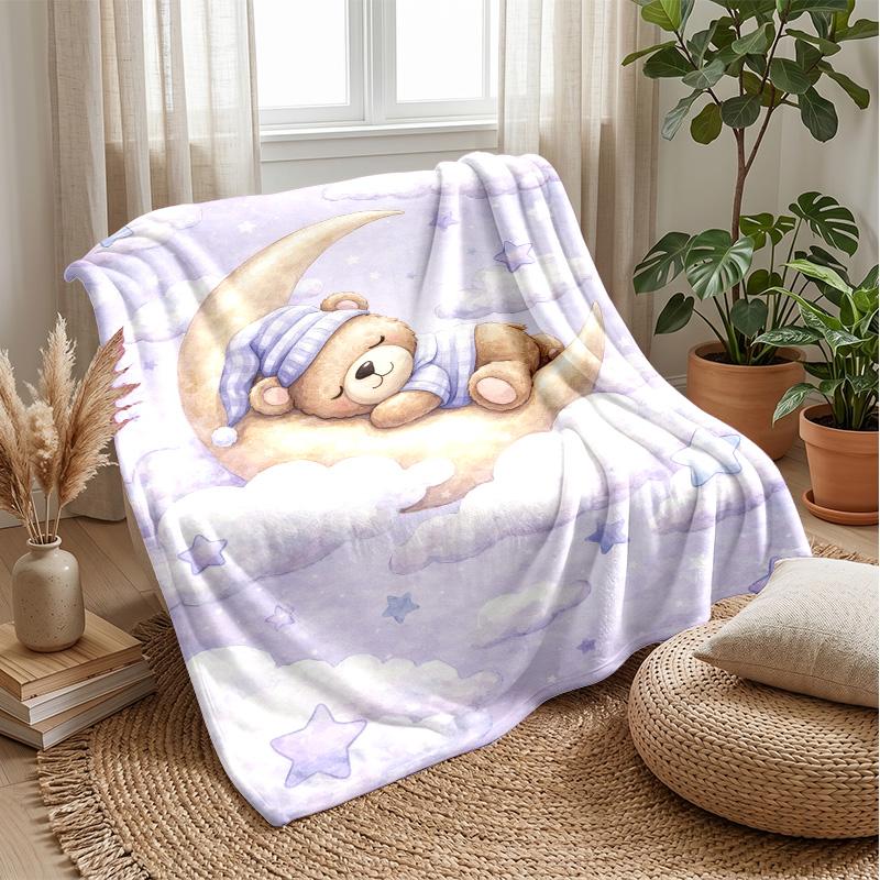 Teddy im Sternenbaum-Thema Decke Leichte Warme Flanelldecke Dekorative Überwurfdecke für Heimdekoration