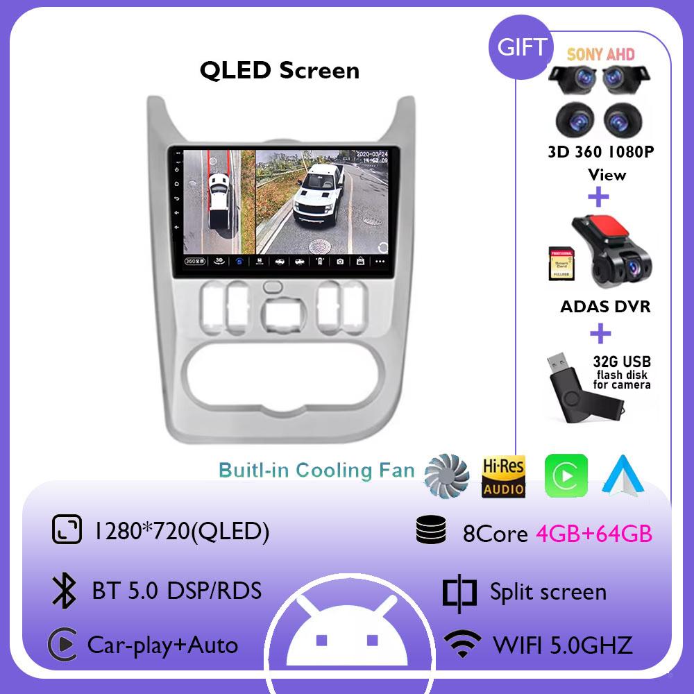 For Renault Logan 1 Sandero 2009 - 2015 For Dacia Duster 2010 - 2017 Car Radio Multimedia Video Player Navigation GPS Android 14