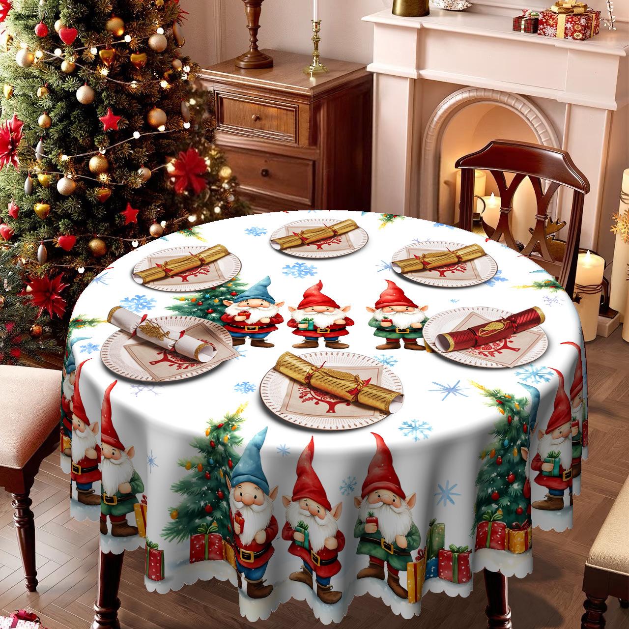 

Christmas Table Cloth Light Luxury High-End, Dwarf Tablecloth, Waterproof Leave-In Placemat Decoration Scene Layout Round tablecloth-152x152cm