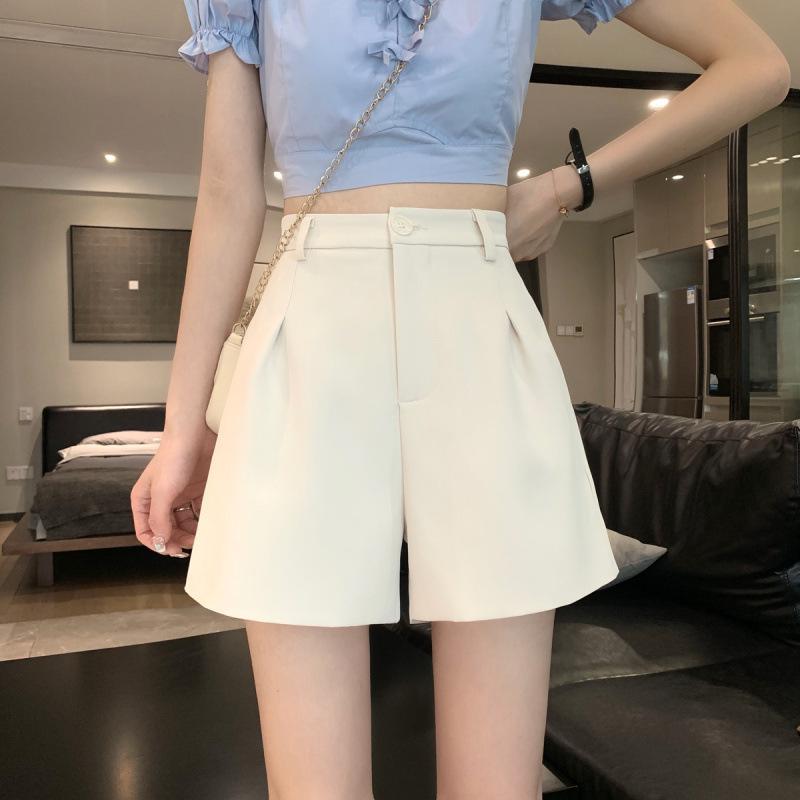 

2025 Stylish Plus Size Girls High-Waisted Black Wide-Leg Shorts – Slimming & Trendy Casual Summer Wear 5XL (170-190 jin) абрикосовый