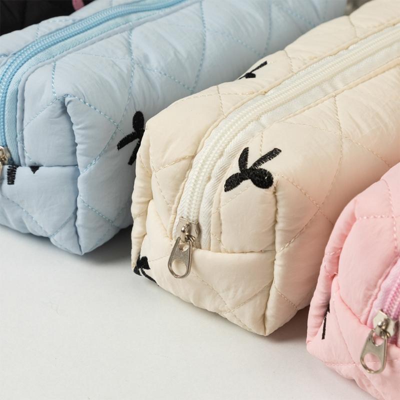 Bowknot Pattern Pencil Case for Student Girl Women Large Capacity Pen Pouches Pencil Organizers Bag Travel Cosmetic Bag
