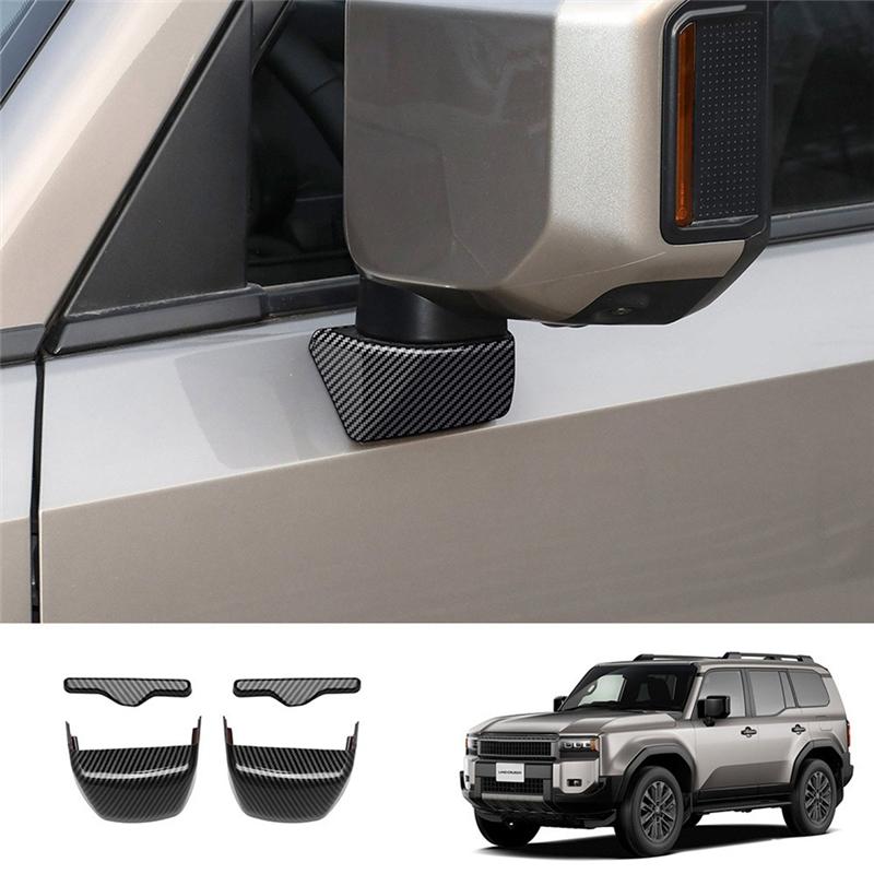 ABLZ-Car Rearview Mirror Base Trim Sticker Car Exterior Decoration Accessories For Toyota Prado LC250 2024 Carbon Fiber