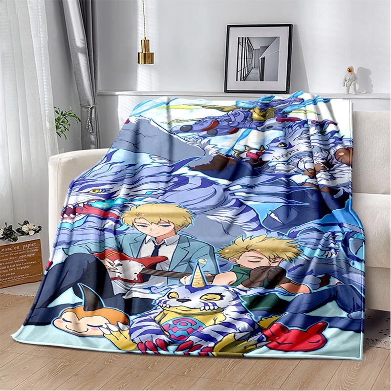 Cartoon Digimon Adventure Monster Soft Plush Blanket,Flannel Blanket Throw Blanket for Living Room Bedroom Bed Sofa Cover Child