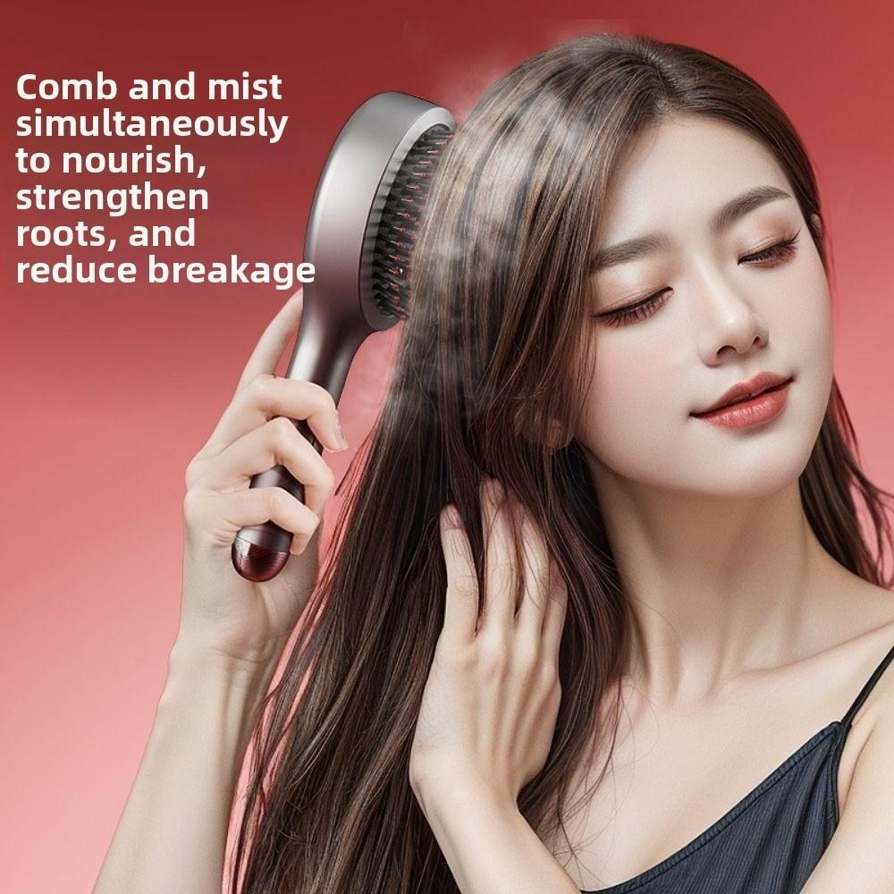 High Frequency Vibration Red Light Spray Massage Comb Hair Care 2-In-1 Misting Hair Brush Gift