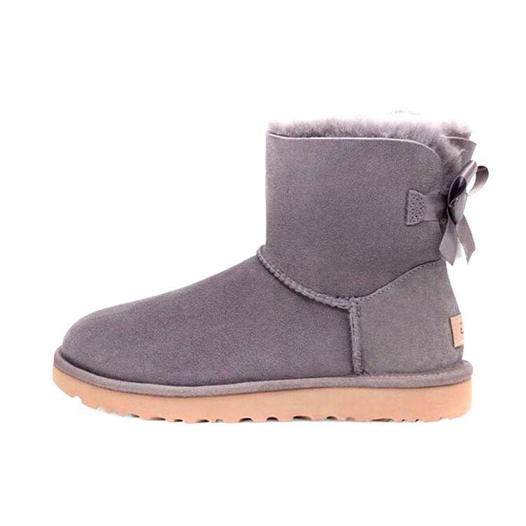 UGG Bailey Warm Non-Slip Bow Short Snow Boots Women Boots Purple Gray 1016501-SHA