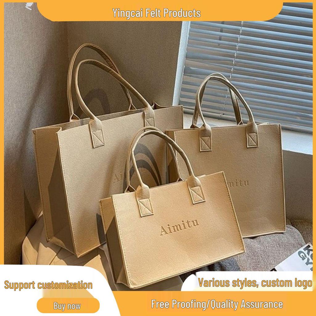 Large Capacity Felt Tote Bag for Shopping and Apparel