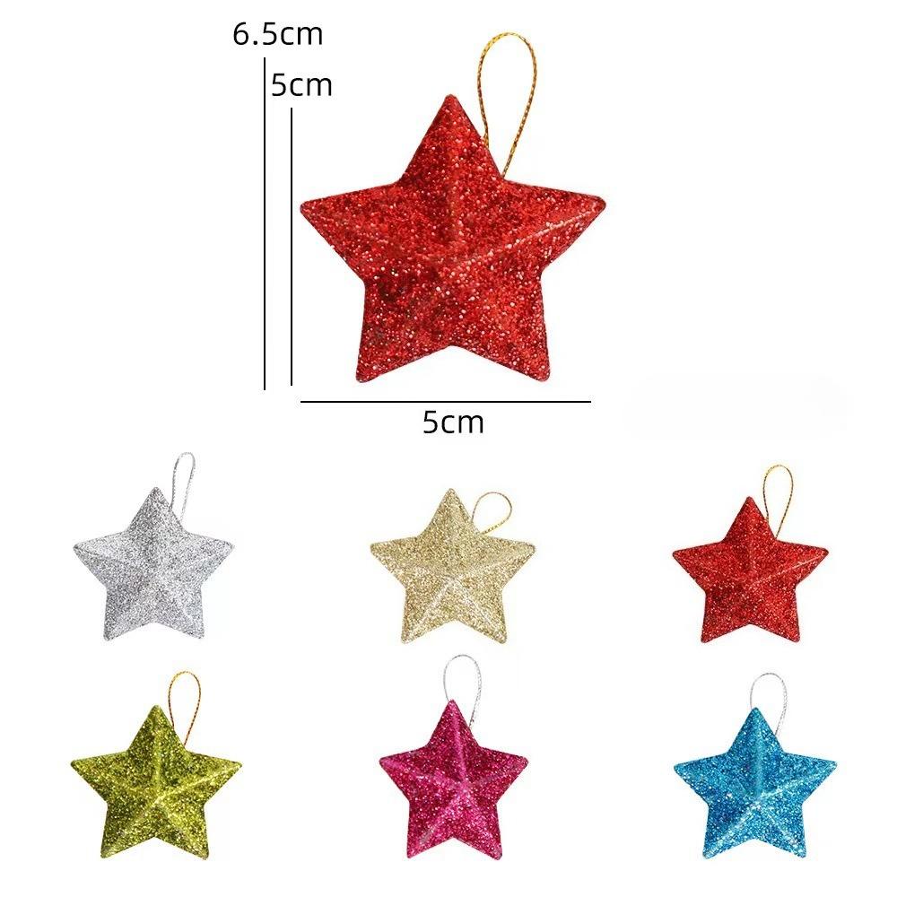 6/24pcs Christmas Glitter Star 5cm Pentagram Christmas Hanging Pendant For Birthday Wedding Festive Christmas Party Decoration