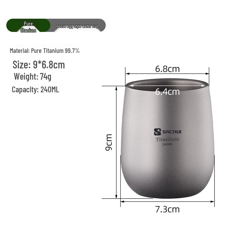 Ultralight Double-Layer Titanium Cup for Camping and Office