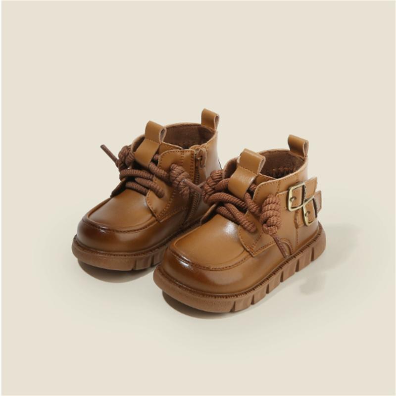 

Autumn Baby Shoes Leather British Style Kids Ankle Boots Toddler Girls Boys Boots EU 16-26 21 жёлтый