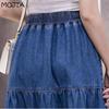 Gonna di jeans all'anca con gonna a media lunghezza per torta a vita alta casual primavera estate taglie forti