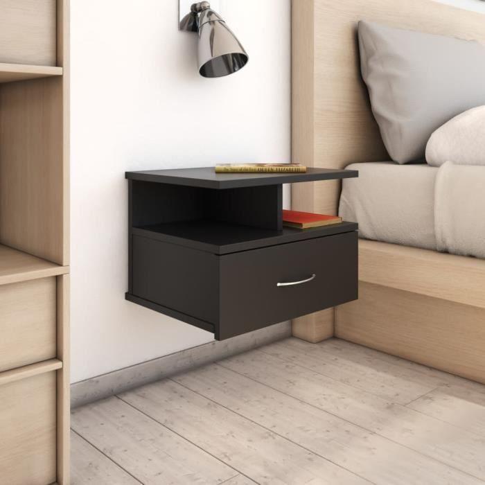 VidaXL Tables de chevet flottantes 2 pcs Noir Bois d'ingénierie 800408