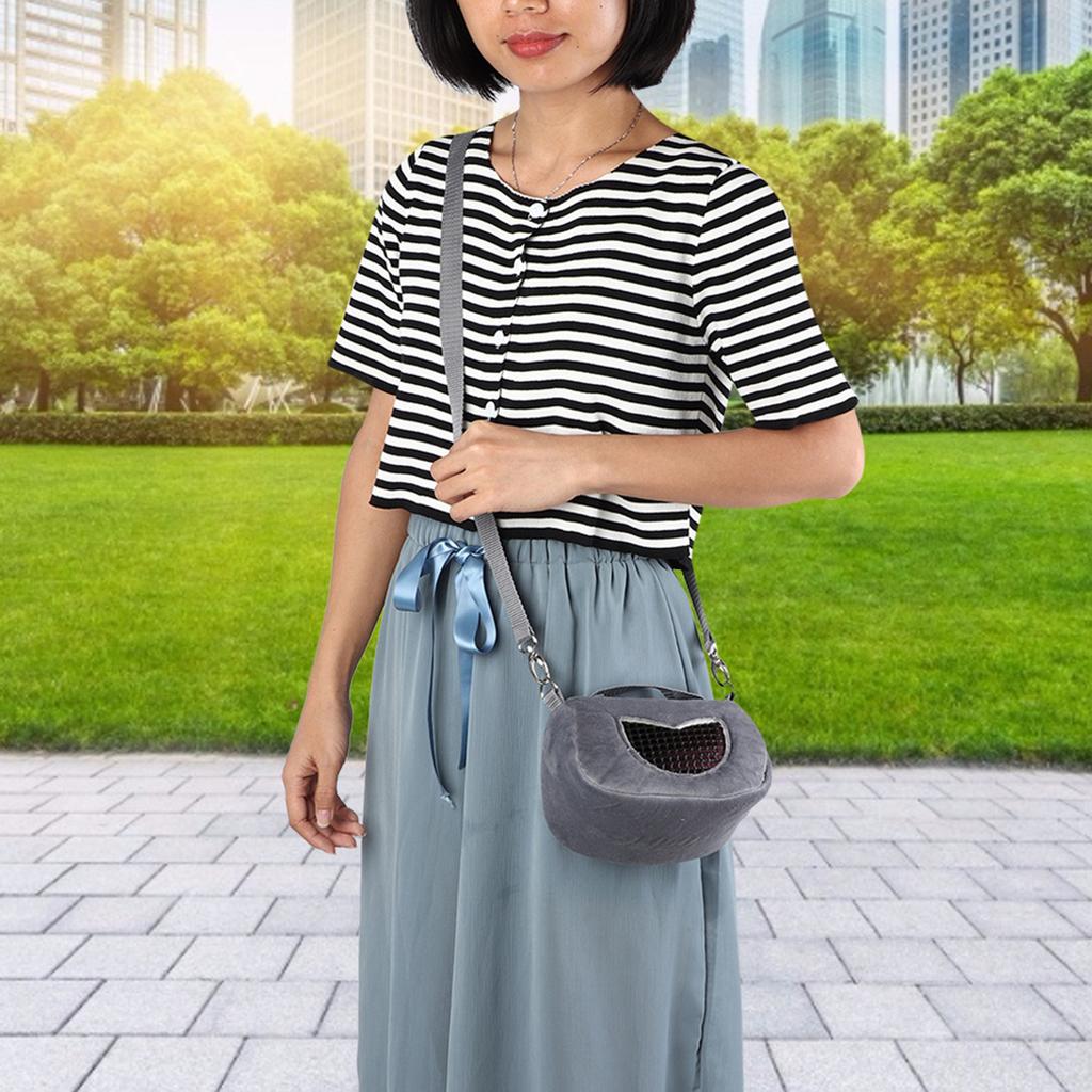 Gray Flannelette Portable Breathable Pet Hamster Carrier Outgoing Bag for Small Pets Guinea Pig Squirrel Chinchilla