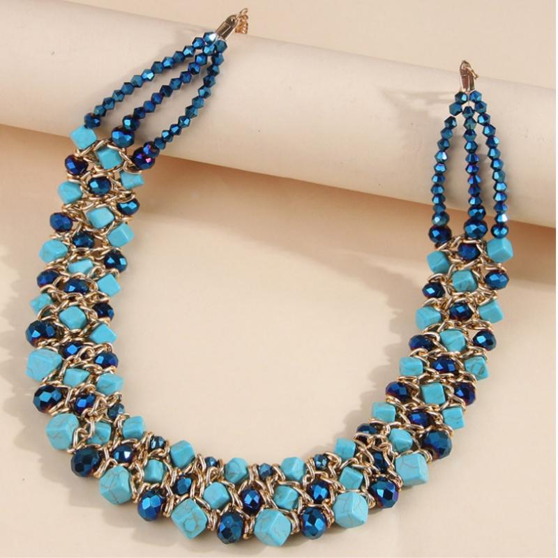 Ethnic Glasses Mixed Choker Necklace Women Multilayer Jewelry Accessories