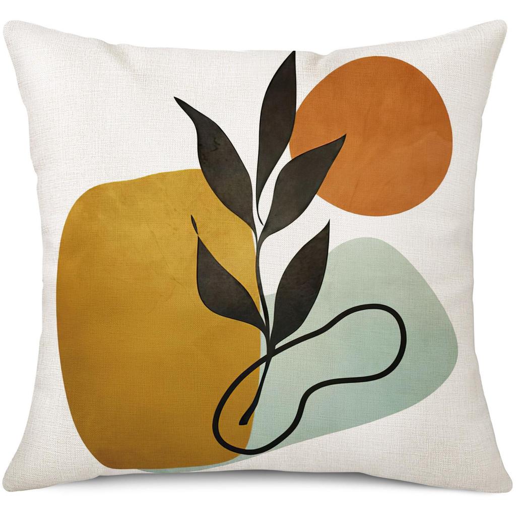 Printed Throw Pillow Case For Sofa Nordic Leaves Style Cushion Cover Pillow Case Home Decor 18 X 18 Inches