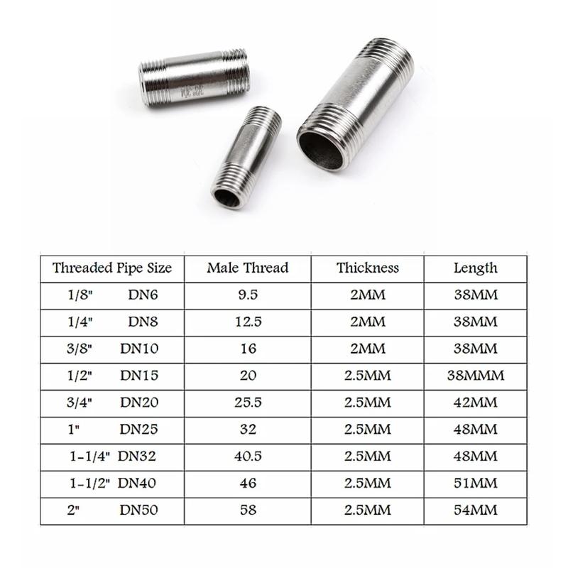 BSP Water Connection 1/4"3/8" 1/2" 3/4" 1" 1-1/4" 1-1/2" 2"  Male X Female Threaded Pipe Fittings Stainless Steel SS304