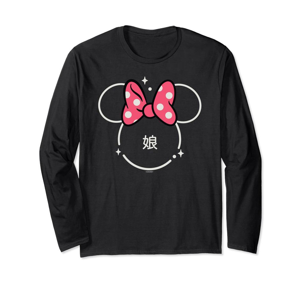 Disney Minnie Mouse Sparkly Head Icon Friends Japanese Daughter Long Sleeve T-Shirt