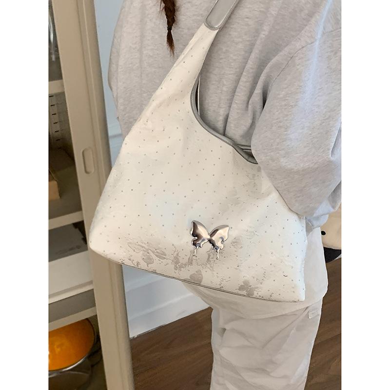 

Niche high-end underarm bag women s bag 2025 new commuter tote bag large-capacity shoulder handbag срібний
