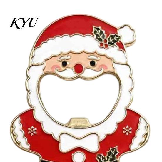 Holiday Souvenir for Friends Christmas Santa Bottle Opener, Zinc Alloy Refrigerator Magnet, Home Decor Gift Beer Cap Cute Stocking Stuffer Opener