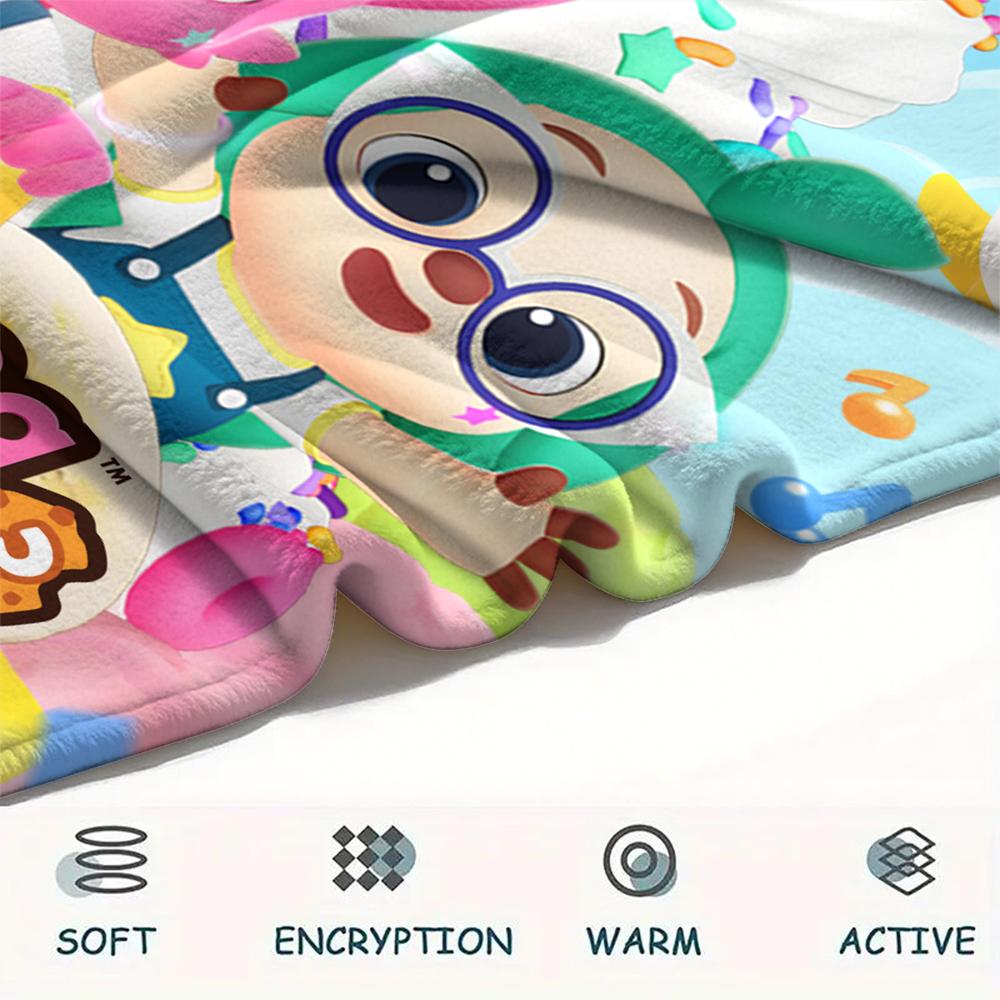 1 ks Flísová deka s potiskem Pinkfong, Vysoká kvalita, Pohodlná pro všechna roční období, Domácí dekorace, Teplo a pohodlí, Perfektní jako vánoční dárky110