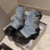 Ankle Boots Riveted Spice Girl Style Fake Two Pile Pile Boots Platform Elevation Little Boots Girl