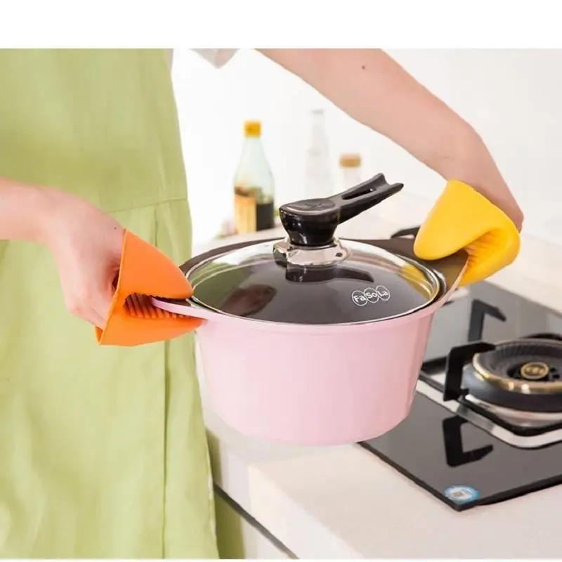 new 2pcs Kitchen Non-slip Insulation Glove Microwave Oven Pot Holder Oven Pinch Grip Silica Gel Insulati Home Kitchen Tools