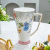BRPeony Kwiat Ceramiczny Kubek Spodek Retro Popołudniowa Herbata Filiżanka do Kawy Zestawy Spodków Zestaw Kubków dla Pary Domowe Kreatywne Naczynia do Picia Kubki Domowy PrezentEY