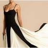 Fashion Contrasting Color Spaghetti Strap Dress for Women Elegant Gauze Backless A-line Long Dresses New Lady Party Evening Dresses