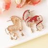 Fashion Exquisite Rhinestone Animal Horse Brooches For Women Clothing Coat Accessries Gifts