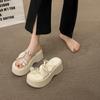 French silver slippers women's summer outer wear fashion 2025 new high-end rhinestone cover toe pinch thick-soled sandals