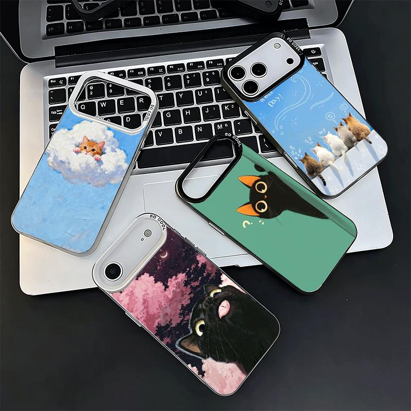 Cat Cute Kitten Cartoon Shockproof Phone Case for iPhone 17 Air 16 16E 15 Pro Max 14 Plus 13 Mini 12 Back Cover Anti Fall Fundas