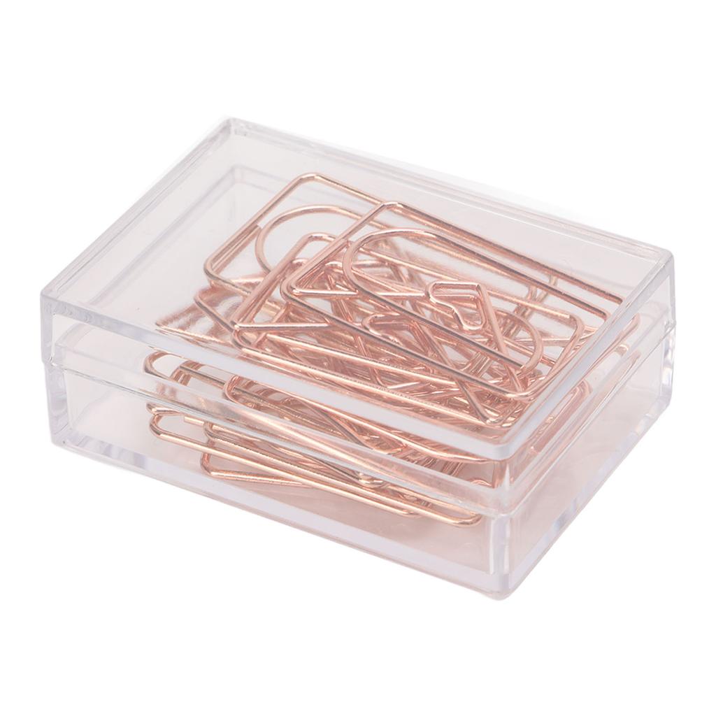 100PCS Paper Clips Portable Mini Cute Shape Electroplated Rose Gold Metal Paper Clip for Office Homes Envelope