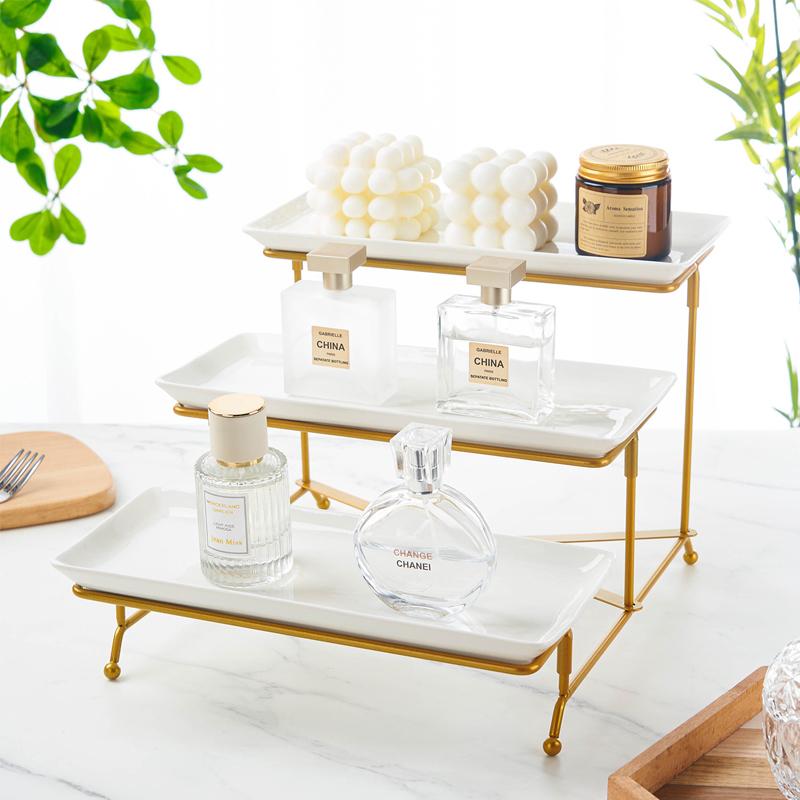 Platter Stand Serving Tray Rack 3 Layer Display Tray Rack Dish Shelf Organizer Food Dish Display Stand Kitchen For Dessert Tray