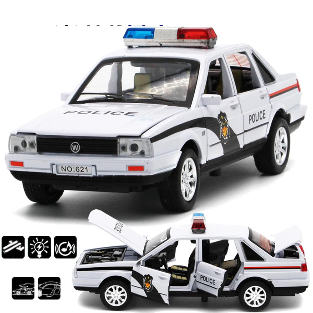 Policejní autíčko 1/32 Santana, autíčko z lehké slitiny, forma a autíčko, miniaturní model auta, dětské autíčko