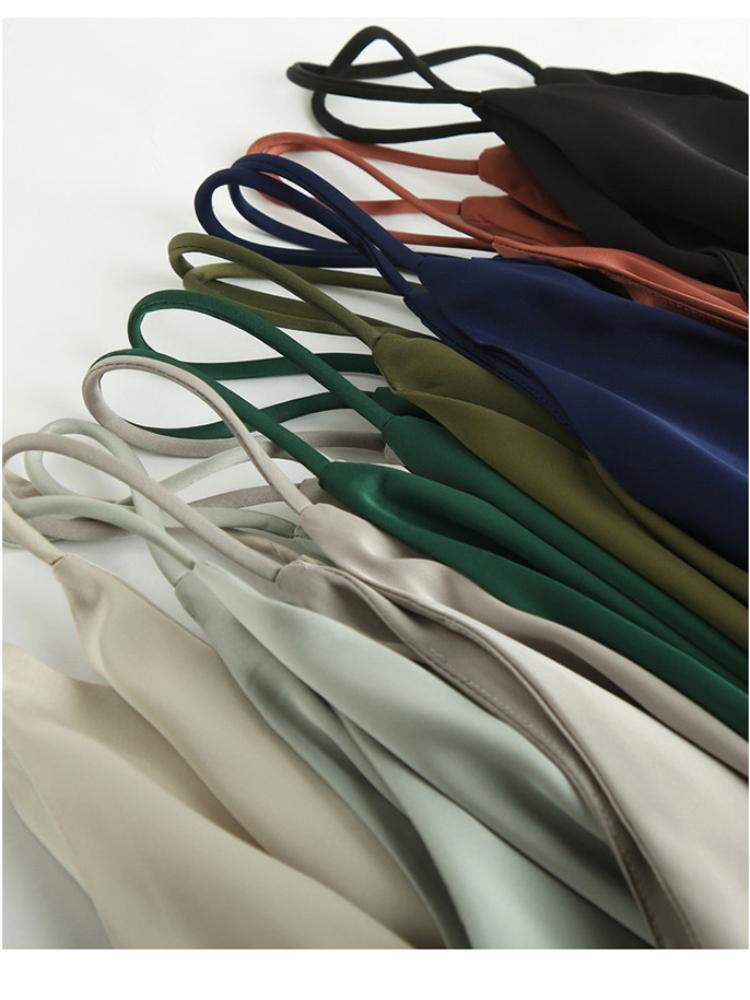 Tank Top Satin Silk Halter Crop Tops Women Summer Camis Backless Camisole Fashion Casual Tube Lady Sleeveless
