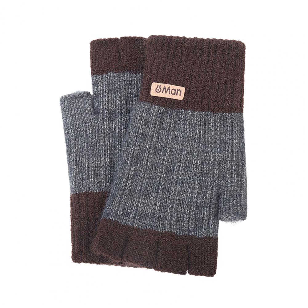 

1 пара перчаток осень-зима, утолщенные плюшевые, подходящие по цвету, с полупальцами, ветрозащитные, теплые, эластичные, для использования в помещении и на открытом воздухе, для письма и печати One Size кофейный