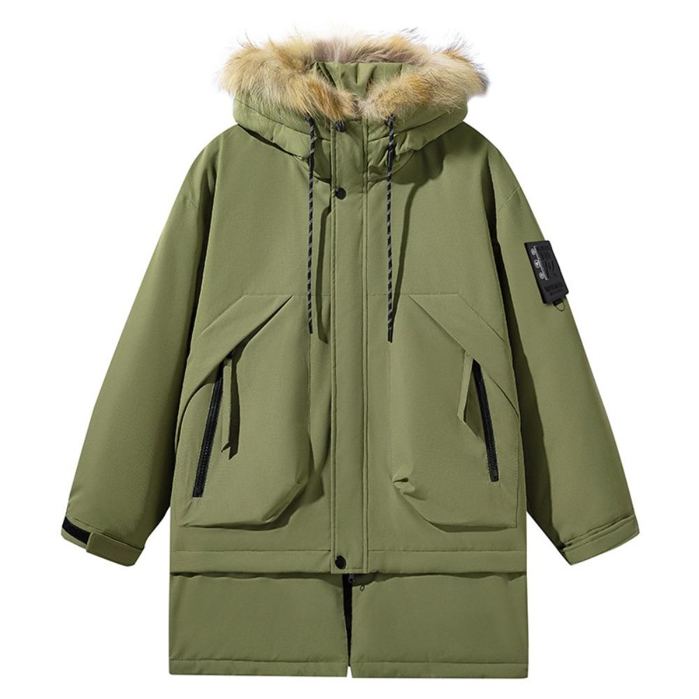 Winter Big Pocket Fur Collar Hooded Down Jacket Thickened 90 Down Hem Removable Thickened High Quality Men