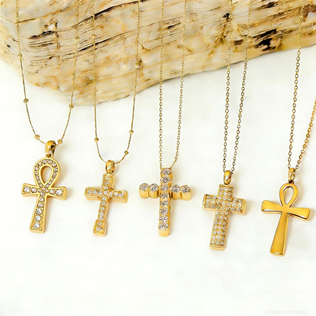 Zircon Cross Pendant Necklace Light Luxury Fashion Jewelry Gift for Women Delicate Collarbone Chain