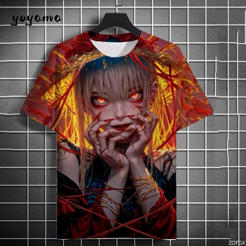 Men T-Shirt Japanese Manga Girl Style Print T-Shirt Fashion Breathable 3D Print