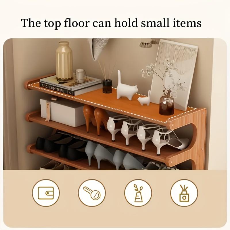 Two-layer 50cm Wooden Shoe Rack, Independent Square Storage Box, Wood Grain Paint, Easy Assembly In Dormitory Entrance, Stylish Narrow Storage Space